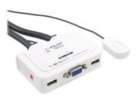 INLINE KVM Switch 2-fach VGA  USB mit Audio und integrierten Kabelsaetzen 0,9m weiss